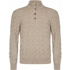 Kasjmir Gensere Ralph Lauren Purple Label Cashmere Cable Half Zip Beige