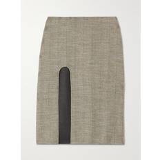 Wool Skirts Stella McCartney Mccartney-Slit Tweed Skirt Gonne Marrone-Donna Brown 38IT