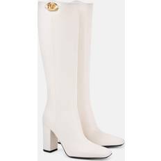 Guld Høje støvler Valentino Garavani VLogo Bold leather knee-high boots white