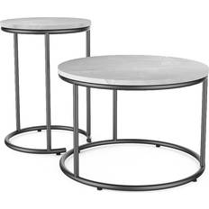 Vicco Ottawa Marble White Coffee Table 55x55cm 2pcs