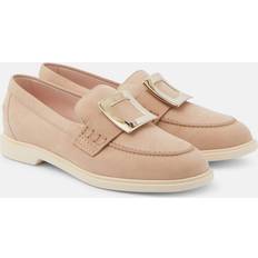 Guld Loafers Roger Vivier Metal Buckle Suede Loafers 25mm