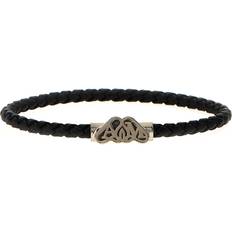 Alexander McQueen Smycken Alexander McQueen Braided Leather and Silver-Tone Bracelet Men Silver