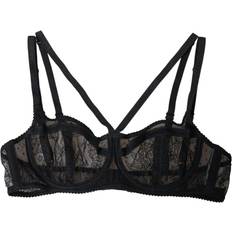 Dolce & Gabbana Bras Dolce & Gabbana Black Floral Lace Balconcino Bra Black