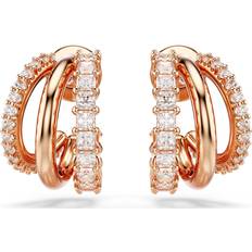 Rose Gold Plated Earrings Swarovski Hyperbola Mini Rose-Gold White Crystal Hoop Earrings Rose Gold