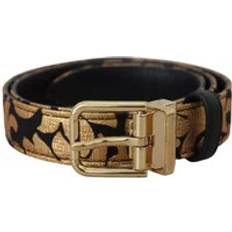 Multicoloured Belts Dolce & Gabbana Multicolor Jacquard Leather Logo Belt Brown