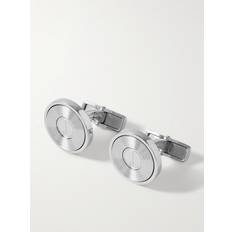 Dunhill Series Optical Lines Rhodium-Plated Silver Cufflinks Men Silver