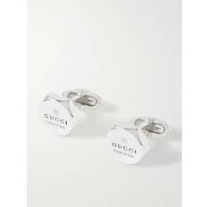 Gucci Men Cufflinks Gucci Trademark Logo-Engraved Sterling Silver Cufflinks Men Silver