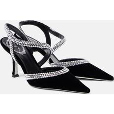 Crystal-embellished velvet pumps