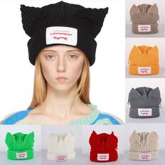 2023 Loverboy Cat Ear Knit Hat solid Warm Pig Ear Yllehatt Söt Mode Huvkeps Nischdesign Hip-hop Personlighet Kall mössa