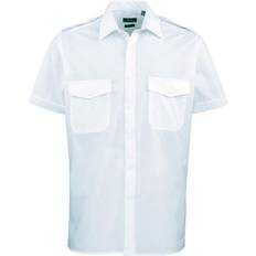 Oxford Shirts - Polyester Premier Mens Short-Sleeved Pilot Shirt (Light Blue)