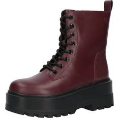 Dame - Rød Ankelstøvler Calvin Klein Leather Platform Boots Red