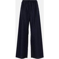 Valentino Blåa Byxor Valentino Cotton poplin wide-leg pants