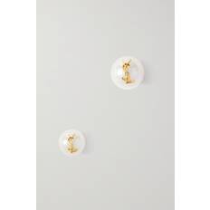 Saint Laurent Ysl Imitation Pearl Stud Earrings Gold (01)