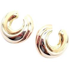 Cartier Jewelry Cartier 18k Tri-Color Gold Trinity Swirl Hoop Earrings, Pair