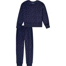 164 Schlafanzüge Schiesser Schlafanzug lang Velour Sterne nachtblau Nightwear 164