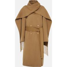 Silk Coats Joseph Lepage caped wool and silk wrap coat brown (UK 14)