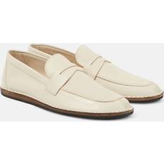 The Row Cary Leather Penny Loafers - White