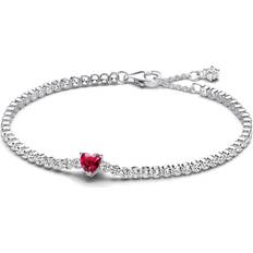 Pandora Red Sparkling Heart Tennis Bracelet 7.1