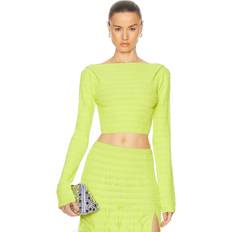 LaPointe Crepe Matte Viscose Boatneck Top in Lime Green. (also in M, S, XS)