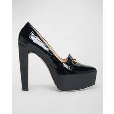 42 ½ Højhælede sko Tom Ford Croc-effect patent leather platform pumps black