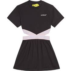 Purple Dresses Off-White Off-White Kids Bookish logo-waistband cotton dress kids Elastane/Polyester/Cotton/Polyamide Black
