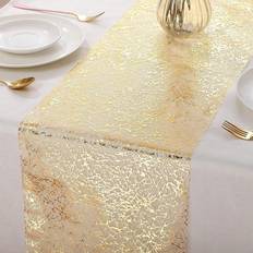 Shein Foil Table Runner Birthday Wedding Banquet Party Placemat Plate Decoration Tablecloth Gold (275x28cm)