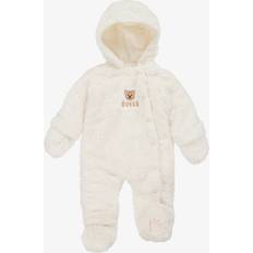 Weiß Regenoveralls Guess Ivory Faux Fur Teddy Bear Pramsuit