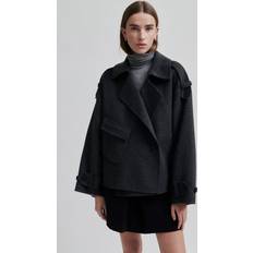 Second Female Jackor Second Female Walance Wool Short Jacket Dam Jackor Från Magasin Dark Grey Melange