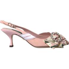 Dolce & Gabbana Pink Lily Crystal Cady Slingback Heel Shoes No Color