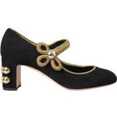 Gull Pumps Dolce & Gabbana Svart Gull Mary Janes Hæler Pumper Black