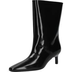 Lak Støvler Calvin Klein Leather Square Toe Heeled Boots Black