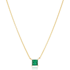 Sif Jakobs Gold Plated Necklaces Sif Jakobs Green Zirconia Ellera Quadrato Necklace SJ-N42279-GCZ-YG