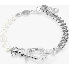 Swarovski Crystal Bracelets Swarovski Dextera bracelet, Pavé Crystal pearl, White, Rhodium plated