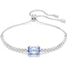 Rhodium Bracelets Swarovski Matrix Tennis Rhodium White Blue Mixed Cuts Bracelet 32cm