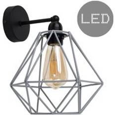 Lighting ValueLights Diablo Black And Grey Indoor And E27 Pear Led 4W Warm White 2700K Bulb Wall light