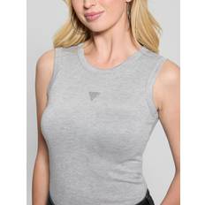 Natur Tanktops Anita Tanktop Mit Ziersteinbesatz - Hellgrau Melange