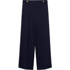 Blomstrede - Dame Bukser Mango Buttons Straightfit Trousers Kvinde Navy Bukser Plus hos Magasin