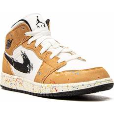 Marrone Scarpe da sport Jordan 1 Mid SE GS - Brushstroke Paint Splatter - White