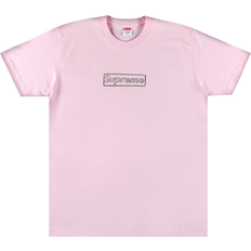 Supreme Clothing Supreme x KAWS Chalk Logo crew neck T-shirt unisex Cotton Pink