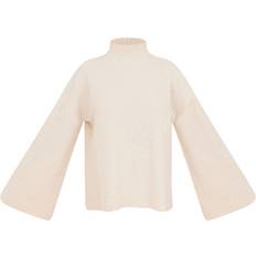 PrettyLittleThing Luxe Rib Knit Oversized Jumper - Oatmeal