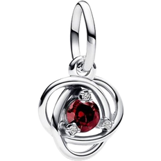 Pandora January Eternity Circle Dangle Charm - Silver/Red/Transparent