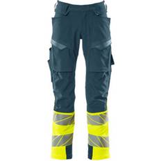 Mascot Accelerate Safe Trousers With Kneepad Pockets Dark Petroleum/hi-Vis Yellow (Leg Length Regular) One