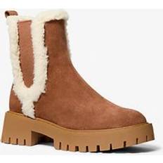 Michael Kors Dame Støvler Michael Kors MK Asher Suede and Faux Shearling Boot Brown Michael Kors