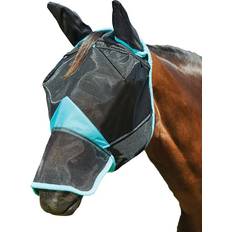 6'3 Couvertures pour Chevaux Weatherbeeta Masque anti-mouches pour cheval en maille fine avec une couverture oreille et nez Comfitec Deluxe Noir