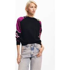 Desigual Floral Long Sleeve Knitwear in Black