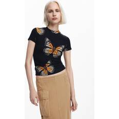 Desigual T-Shirts Desigual Kurzarmshirt Schmetterlinge BLACK