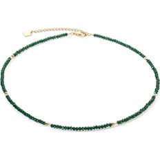 Verde Collares Coeur de Lion Gold Dark Green Beaded Necklace Silver 42cm