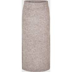 Beige - Midi-hame Hameet Selected Femme SlfGabella Midi Knit Skirt - Harmaa