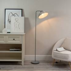 White Floor Lamps ValueLights ValueLights Grey Metal Stem Standing and E27 gls 6W Warm White 3000K Bulb Floor Lamp