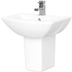 Square 1 Tap Hole Ceramic Basin & Semi Pedestal 500 mm